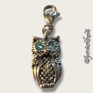 Bundle Sale 3 for $15 | Silver-Tone Owl Charm with Light Blue Rhinestone Eyes